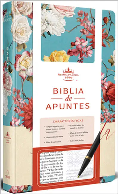 Biblia de Apuntes Rvr 1960 Tapa Dura, Azul Celeste Con Flores (Edición Cantos Pintados) / Spanish Journaling Bible Rvr 1960 Hardcover Light Blue with by Reina Valera Revisada 1960