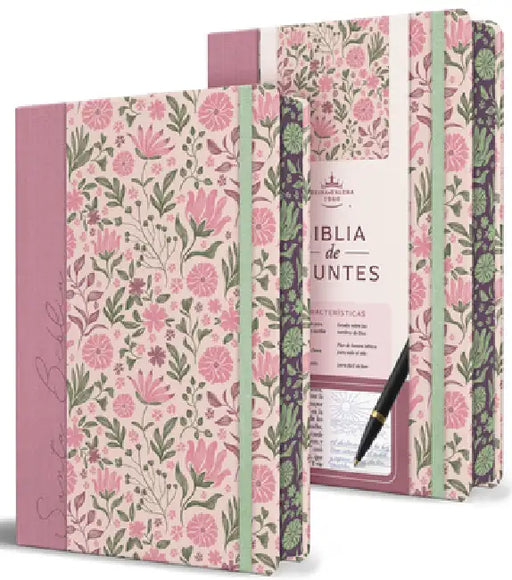 Biblia de Apuntes Rvr 1960. Tapa Dura, Rosada Con Flores / Spanish Journalling Bible Rvr 1960 Hardcover Pink with Flowers by Reina Valera Revisada 1960