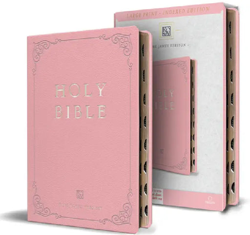 KJV Holy Bible, Large Print Handy Size Format, Pink Premium Imitation Leather with Ribbon Marker, Red Letter, Thumb Index by King James Version