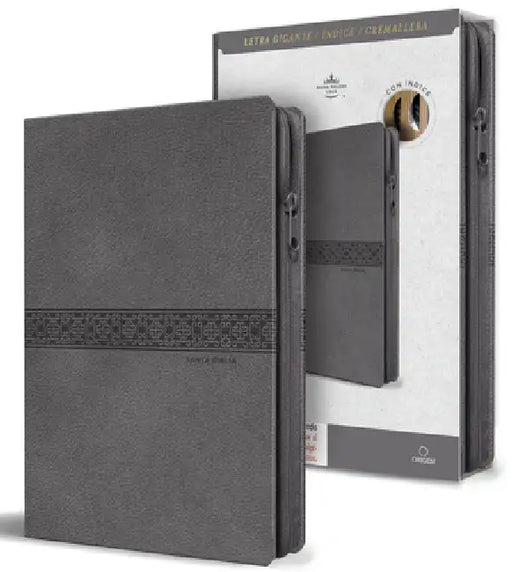 Biblia Rvr 1960 Tamaño Manual, Letra Gigante, Piel Gris Con Cremallera E Índice / Spanish Bible Rvr 1960 Giant Print, Gray Leathersoft with Zipper and by Reina Valera Revisada 1960
