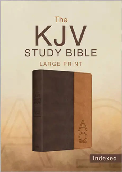The KJV Study Bible, Large Print (Indexed) [Two-Tone Brown Alpha & Omega] by Barbour Bibles
