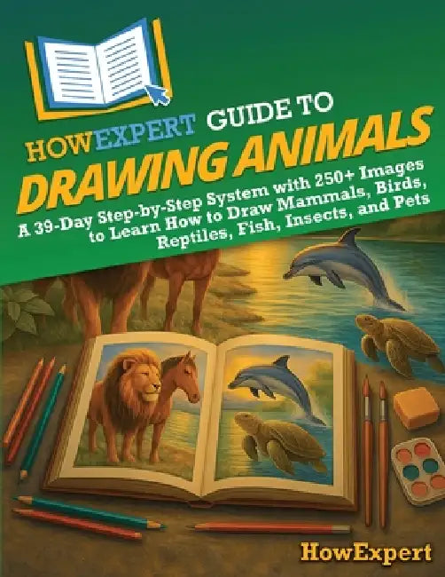 HowExpert Guide to Drawing Animals: A 39-Day Step-by-Step System with 250+ Images to Learn How to Draw Mammals, Birds, Reptiles, Fish, Insects, and Pe by Howexpert