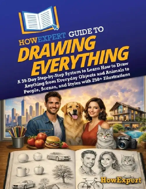 HowExpert Guide to Drawing Everything: A 39-Day Step-by-Step System to Learn How to Draw Anything from Everyday Objects and Animals to People, Scenes, by Howexpert