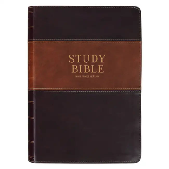 KJV Study Bible, Standard King James Version Holy Bible, Thumb Tabs, Ribbons, Vegan Leather, Brown Two-Tone