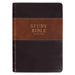 KJV Study Bible, Standard King James Version Holy Bible, Thumb Tabs, Ribbons, Vegan Leather, Brown Two-Tone