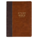 KJV Study Bible, Large Print King James Version Holy Bible, Thumb Tabs, Ribbons, Vegan Leather, Brown Two-Tone
