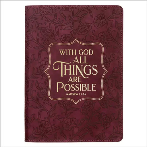 Journal Classic Burgundy with God Matt. 19:26