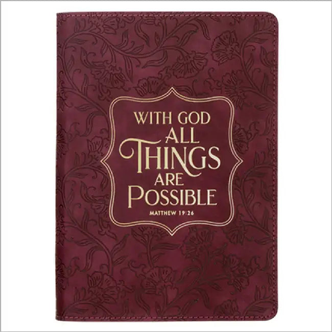 Journal Classic Burgundy with God Matt. 19:26