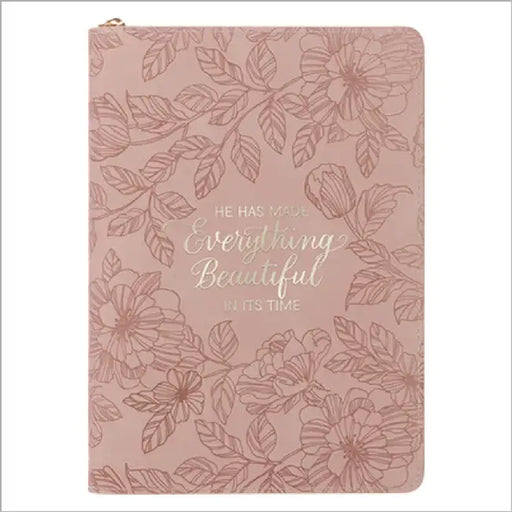 Journal Classic Zip Pink Everything Beautiful Ecc. 3:11 by Christian Art Gifts