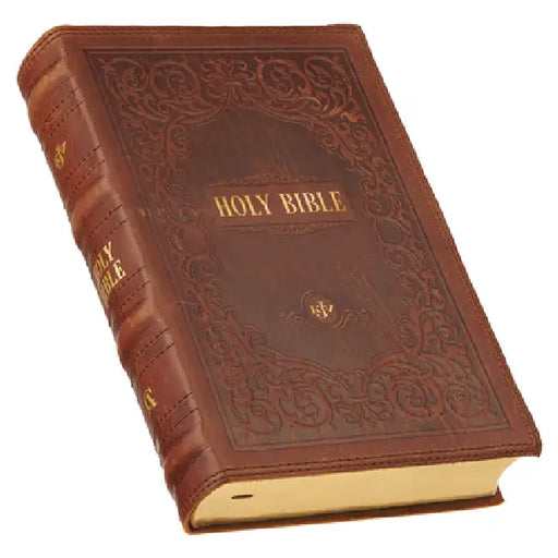 KJV Bible Giant Print Standard-Size (Full-Grain Leather, Dark Brown) by Christian Art Gifts