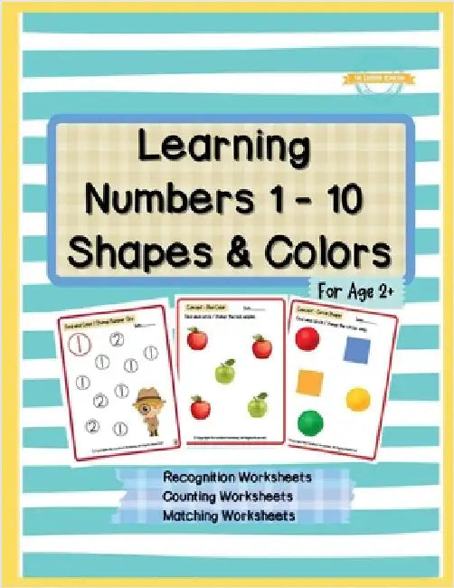 Learning Numbers 1 - 10, Shapes & Colors: Numbers Recognition Workbook, Counting Worksheets, Match The Following Worksheets by Dr Vimuktha Avinash