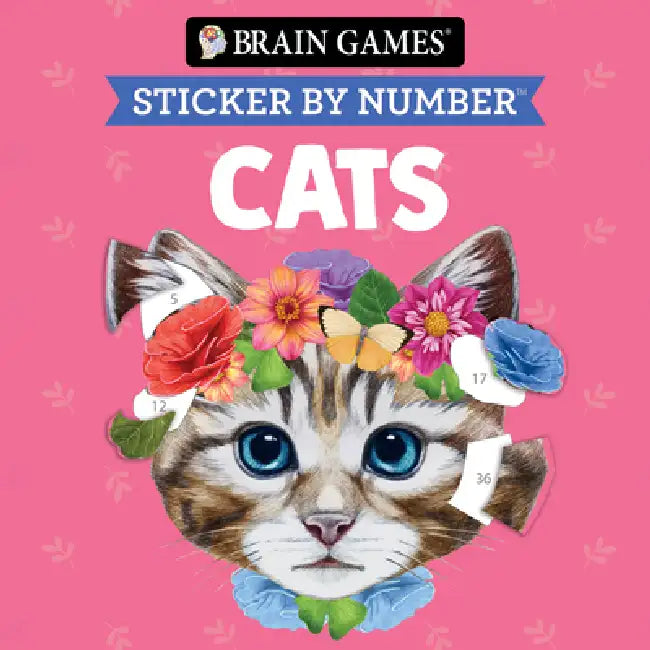 Brain Games - Sticker by Number Compact Edition: Cats 7x7 Inches Perfect Gift for Cat Lovers, Travel Size Activity Book for Adults & Kids 7+ by Publications International Ltd, New Seasons, Brain Games