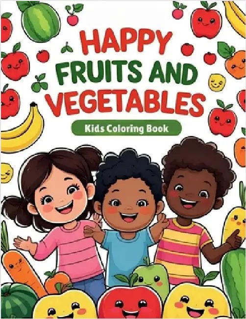 Happy Fruits and Vegetables - Kids Coloring Book: Meet cheerful, smiling fruits and veggies that invite little ones to color, learn, and fall in love by Starry Crayons