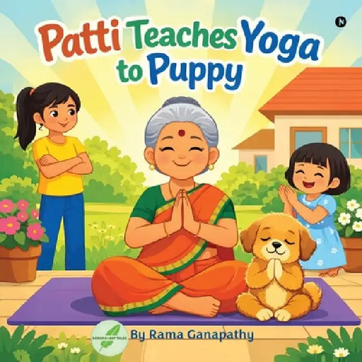 Patti Teaches Yoga to Puppy by Rama Ganapathy