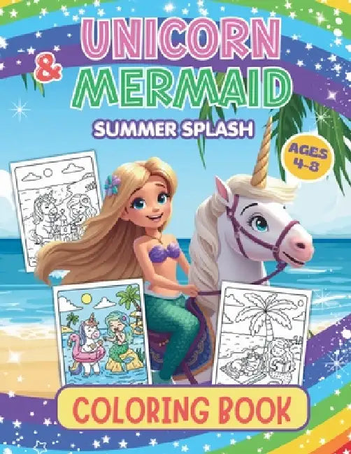 UNICORN & MERMAID SUMMER SPLASH-A Cute Beach Adventure Coloring Book for Kids Ages 4-8 by Sharon A. Rodriguez, Johan Gerrar