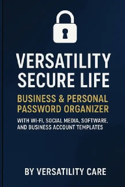 Versatility Secure Life: Business & Personal Password Organizer With Wi-Fi, Social Media, Software, and Business Account Templates by Versatility Care