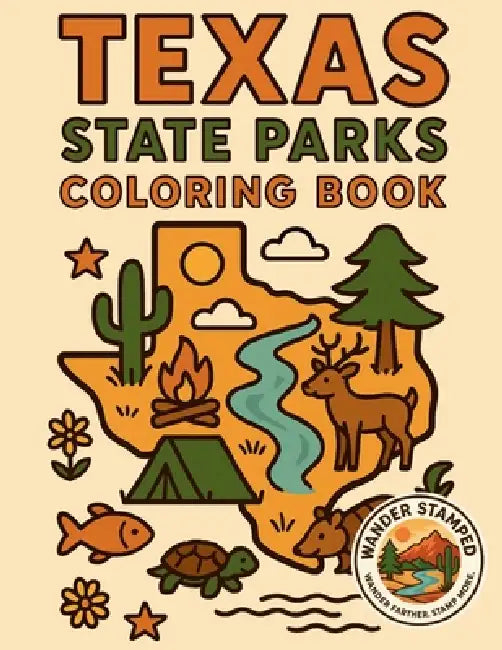 Texas State Parks Coloring Book by Wander Stamped
