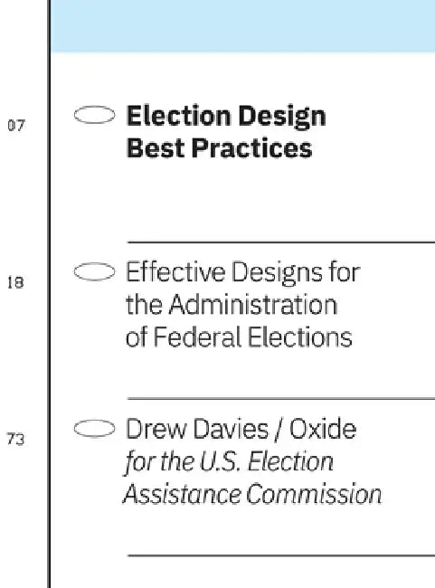 Election Design Best Practices: Effective Designs for the Administration of Federal Elections by Drew Davies, Oxide Design Co